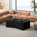 Irregular Pentagon Nesting Coffee Table Set - Black, Set of 2