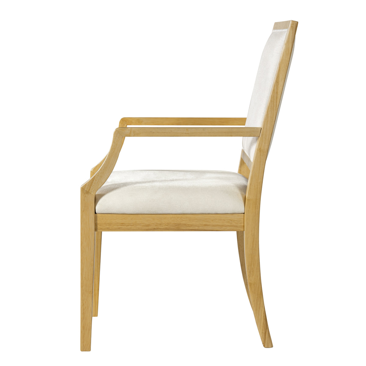 Indoor Upholstered  Arm Dining Chairs With Rubber Wood(Set of 2),Natural+Beige