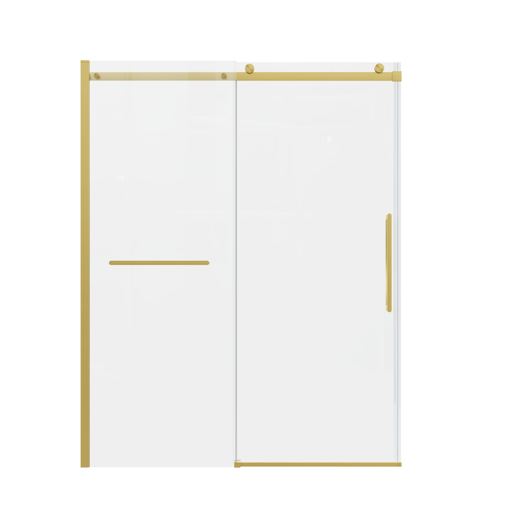 Frameless Sliding Shower Door, 56-60 Inch, 8mm Tempered Glass, Brushed Gold