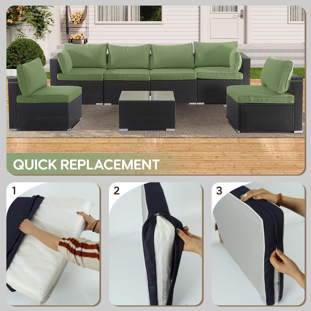 Cushion Covers for 7 Pcs Wicker Rattan Sectional Sofa