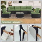 Cushion Covers for 7 Pcs Wicker Rattan Sectional Sofa