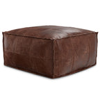 Sheffield 26 Inch Wide Square Coffee Table Pouf in Distressed