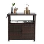 Outdoor Wicker Bar Cart, Patio Wine Serving Cart