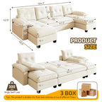 104.7" U-Shaped Sleeper Sofa with Pull Out Bed