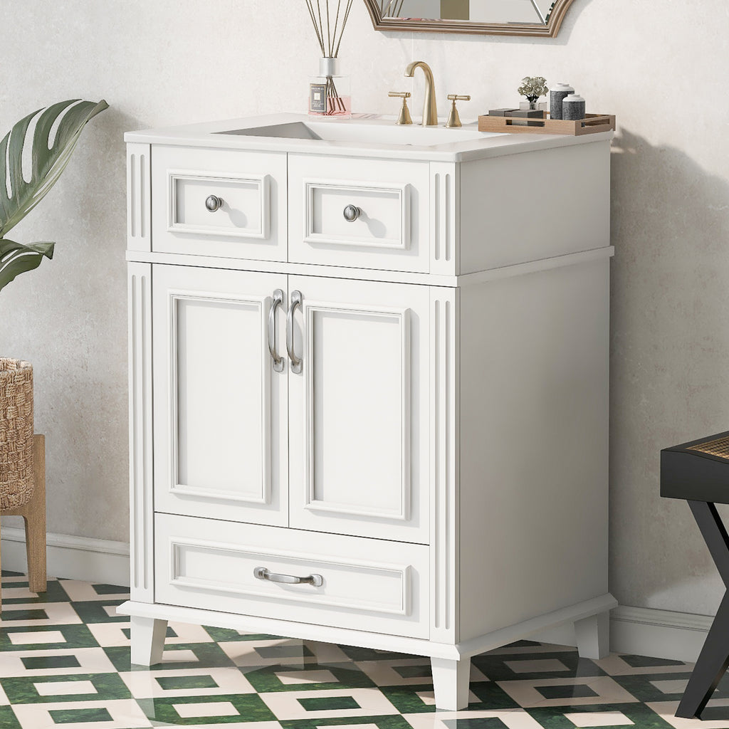 24" Bathroom Vanity with Ceramic Sink