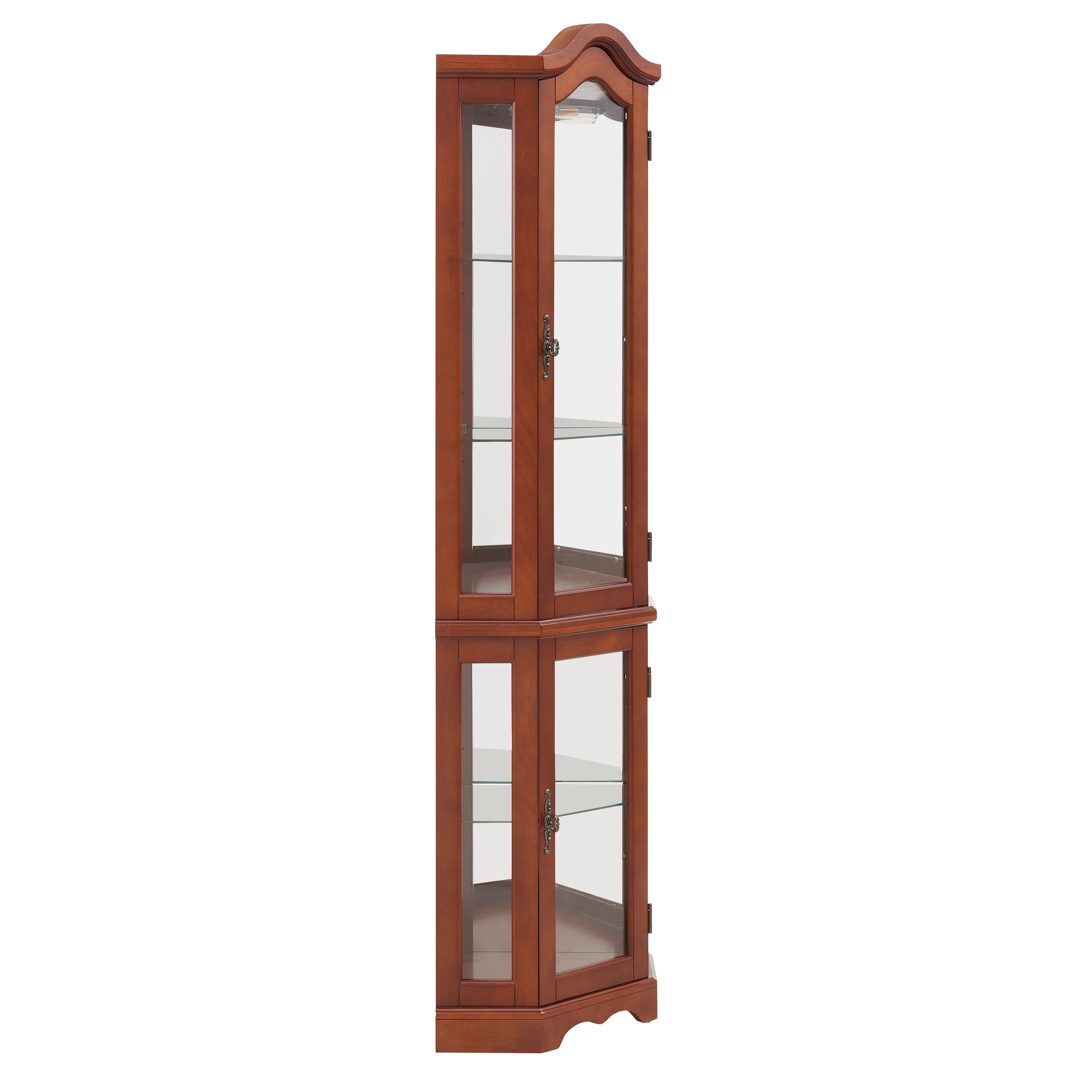 Corner Curio Cabinet with Lights, Adjustable Shelves, and Mirrored Back