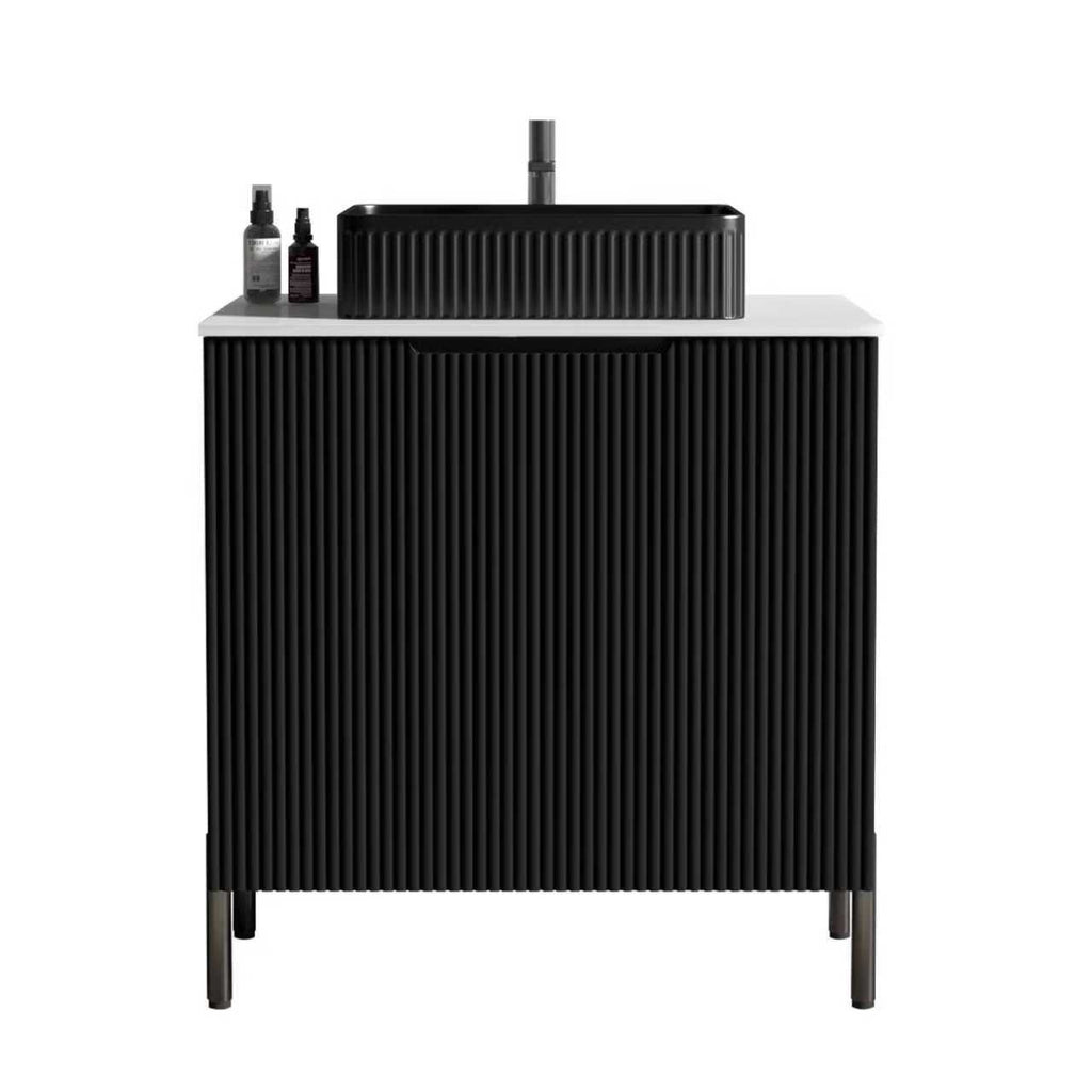 Torino 30-Inch Bathroom Vanity with Ceramic Sink, Black and White