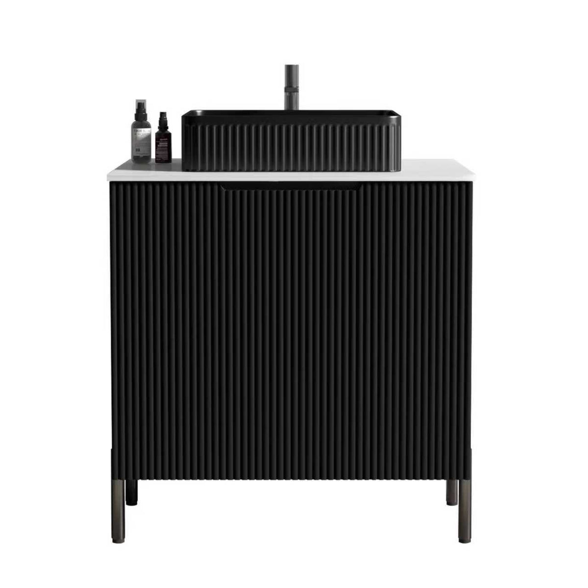 Torino 30-Inch Bathroom Vanity with Ceramic Sink, Black and White