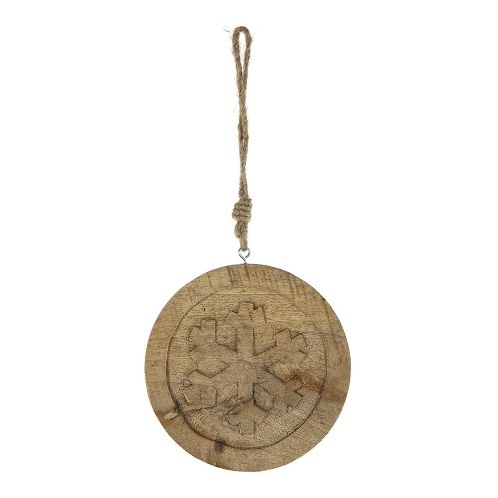 6" x 6" Wooden Hanging Circle with Snowflake Cut - Set of 12
