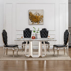 Modern Faux Marble Dining Table for 6