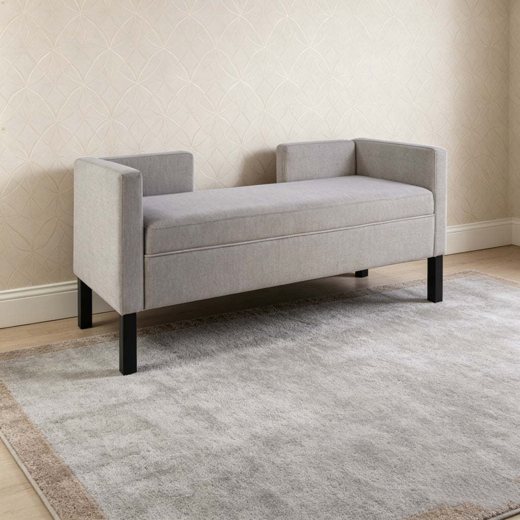 50" Ottoman with 2 Bolster Pillows & Wood Legs