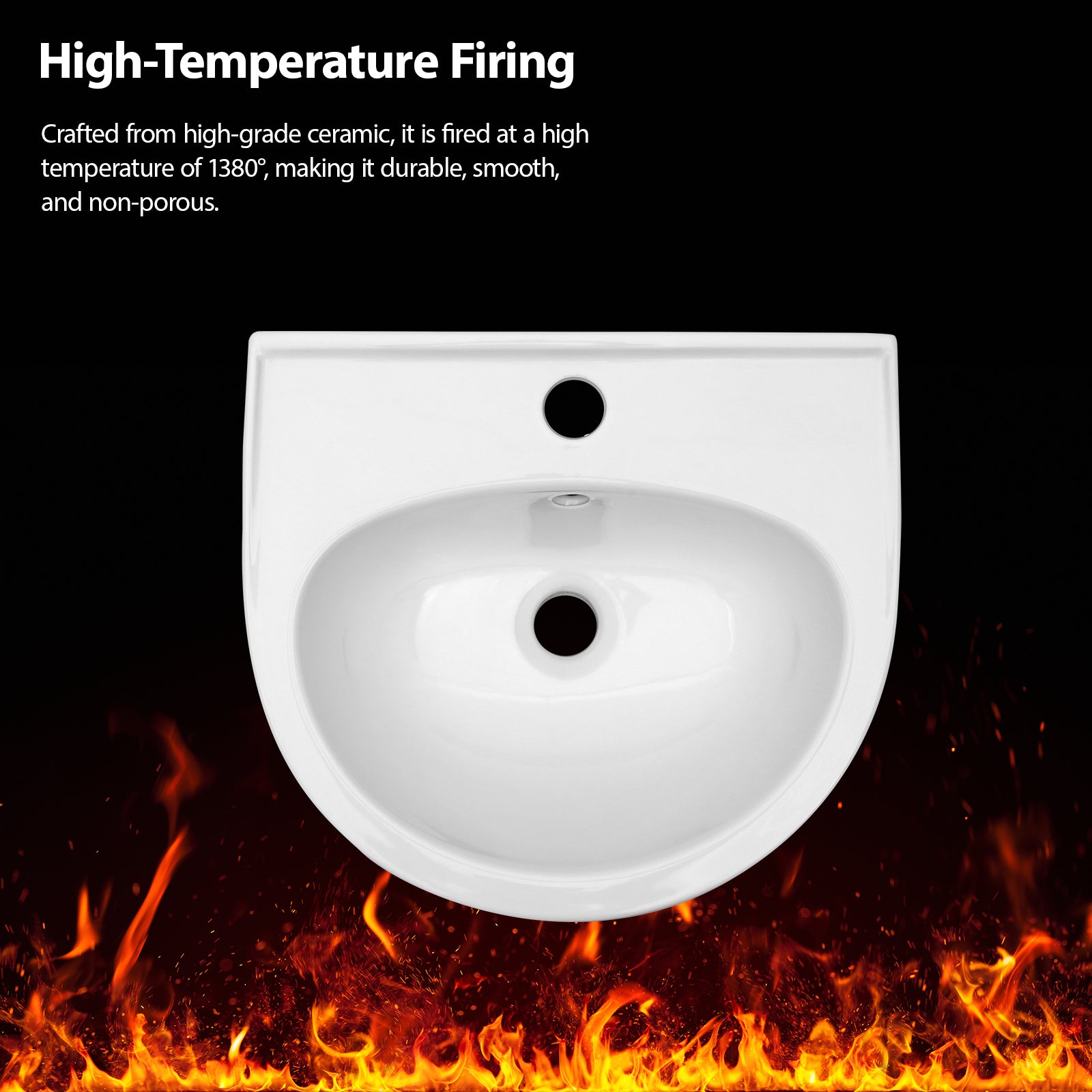 16"x14" Wall-Mounted Ceramic Bathroom Sink