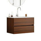 32-Inch Wall-Mounted Bathroom Vanity with Double Drawers