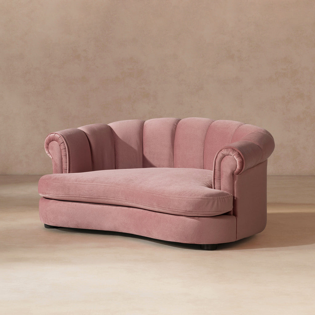 Halle 35.5" Rolled-Arm Dog Bed with Channel-Tufted Back