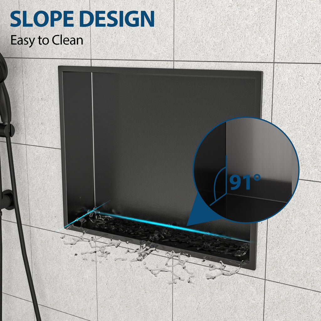 19" x 15" Stainless Steel Shower Niche in Gunmetal