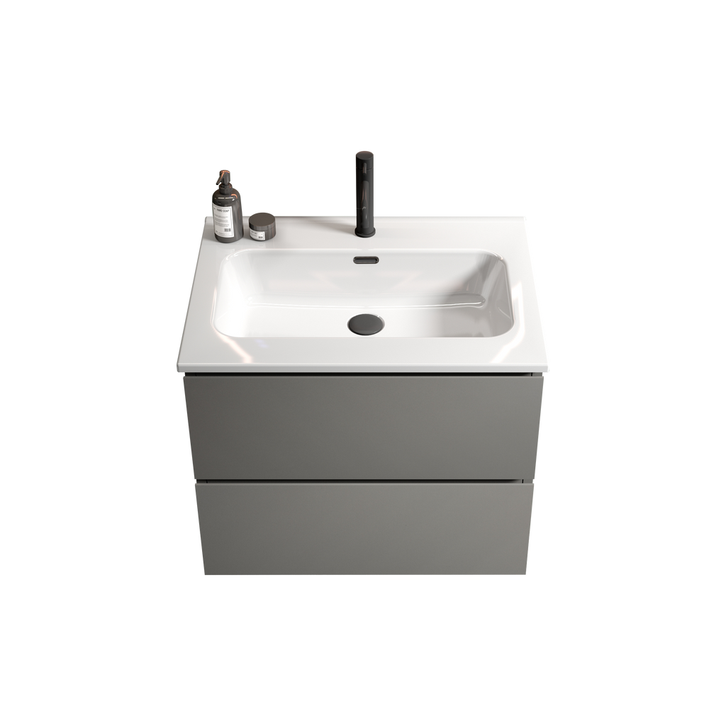 TIA 24-Inch Wall Mounted Bathroom Vanity, Gray, Ceramic Sink