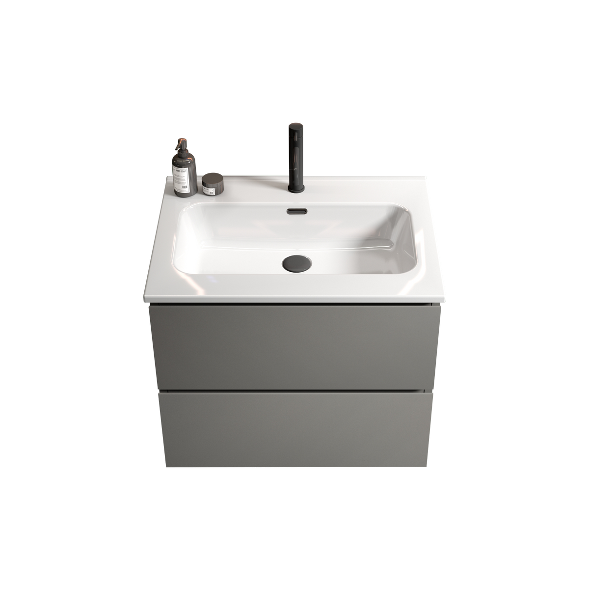 TIA 24-Inch Wall Mounted Bathroom Vanity, Gray, Ceramic Sink