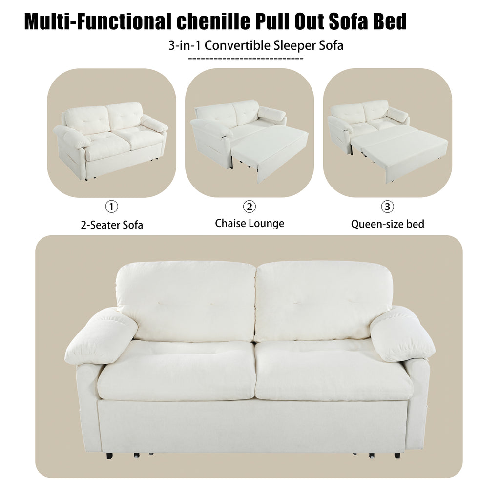 Convertible Pull-Out Queen Sleeper Sofa