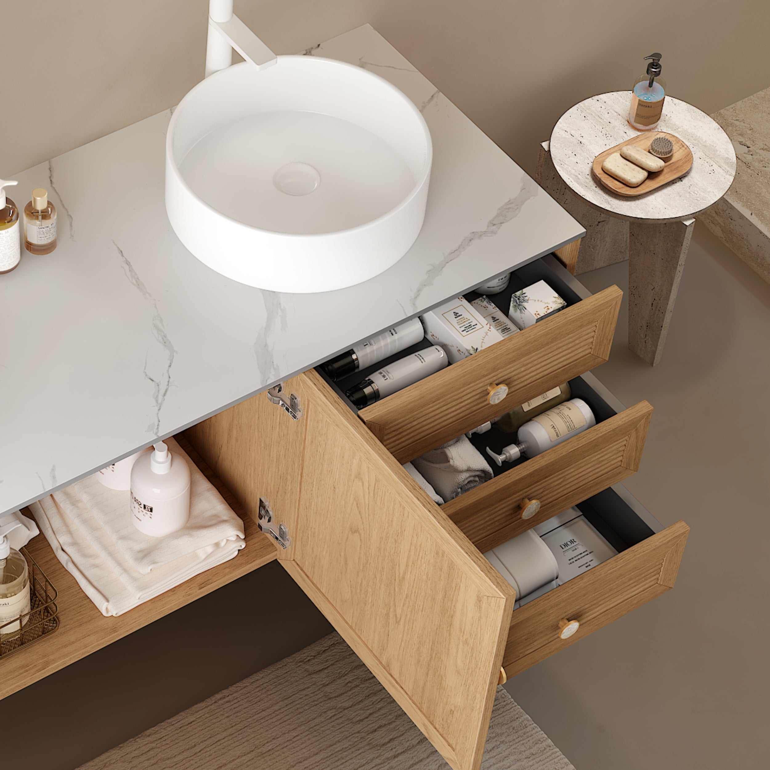 MUNIN 16'' Bathroom Sink - Round Vessel Ceramic Basin