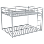 Full Over Full Metal Bunk Bed with Ladder in Silver