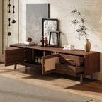 70-Inch Modern TV Stand with Rattan Doors