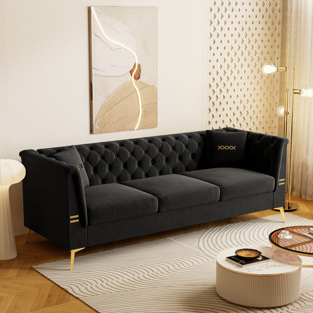 FX-P83-BK4 Contemporary Sofa with 2 Pillows