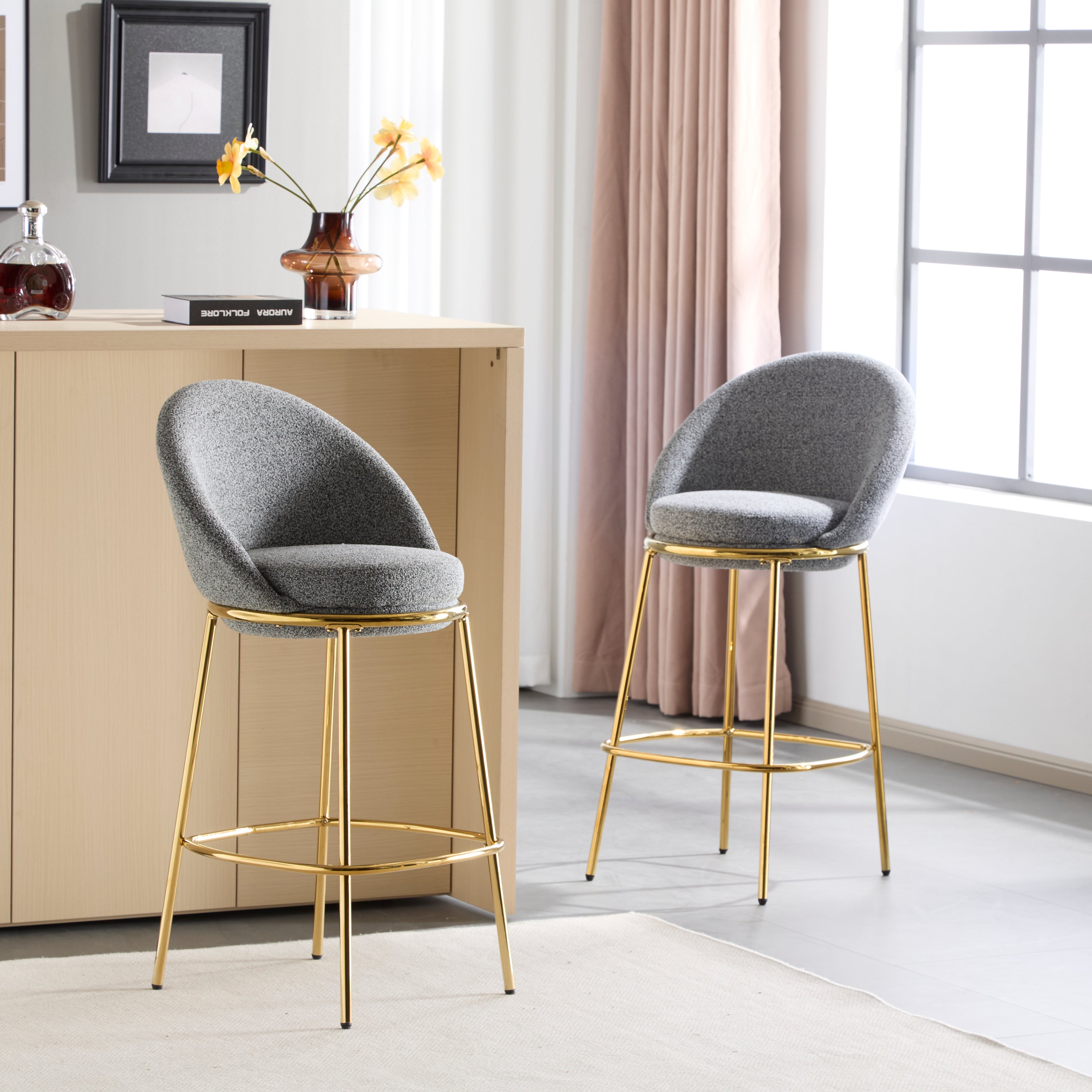Celano Indoor Metal Upholstered Barstool