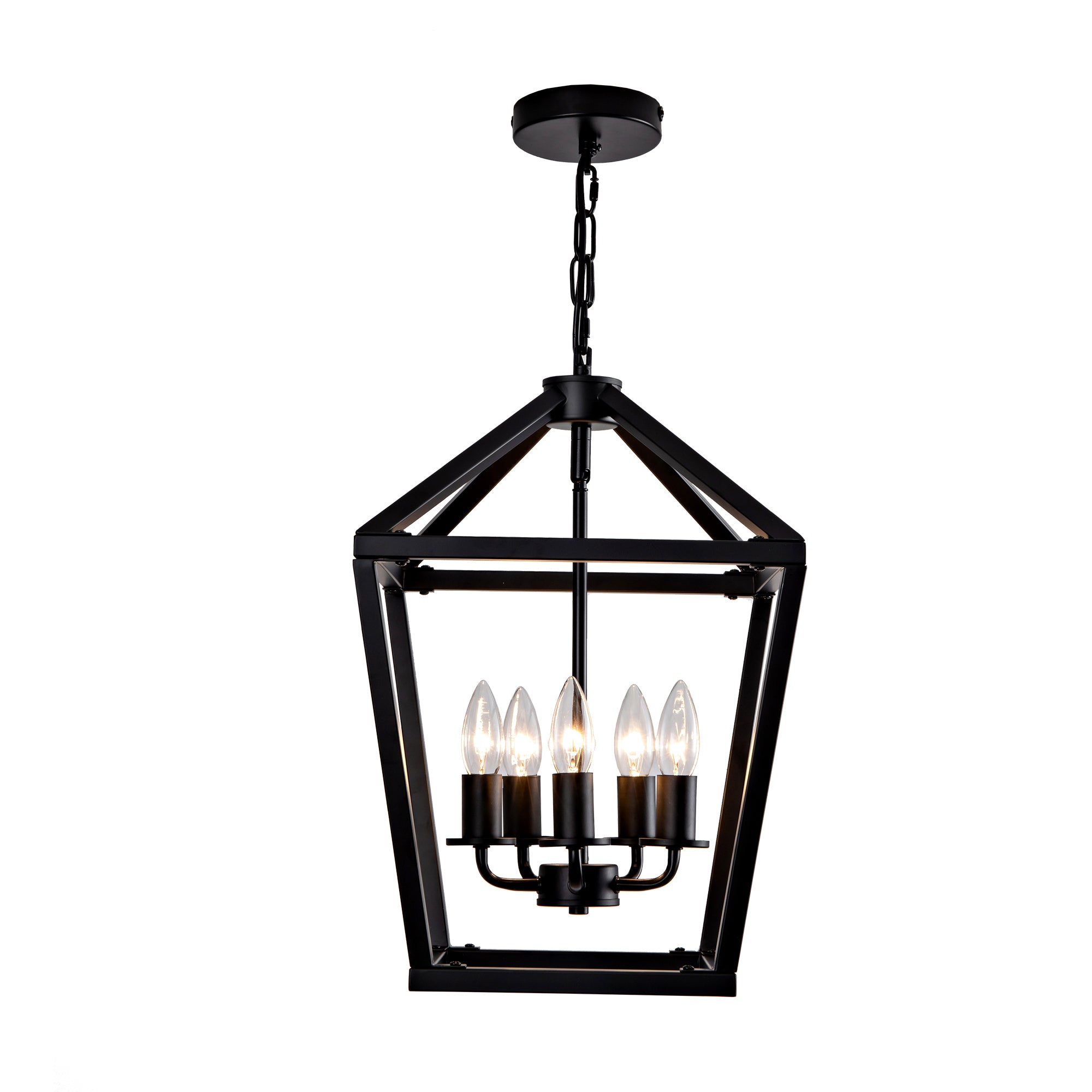 Farmhouse Lantern Chandelier 5-Light, Industrial