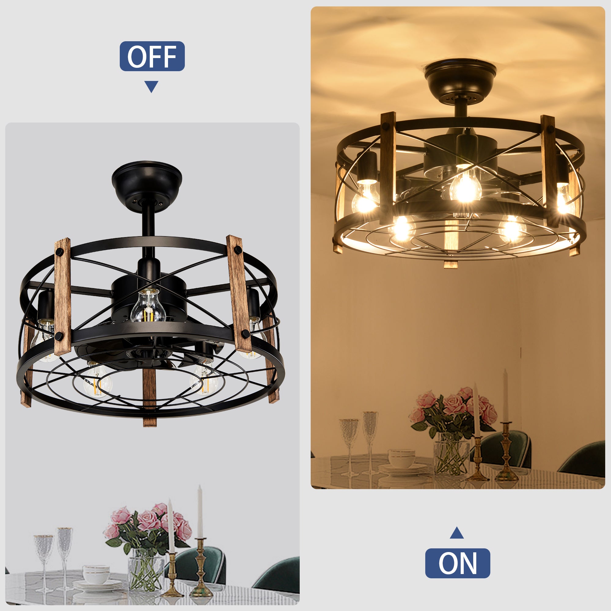 20'' Cage Ceiling Fan With Remote Control