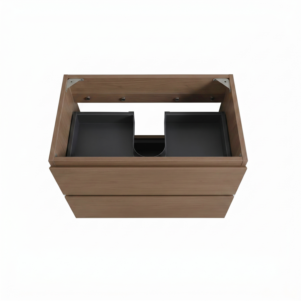 Alice Wall Mount Bathroom Vanity Cabinet, 30-Inch, Walnut Brown, Without Basin