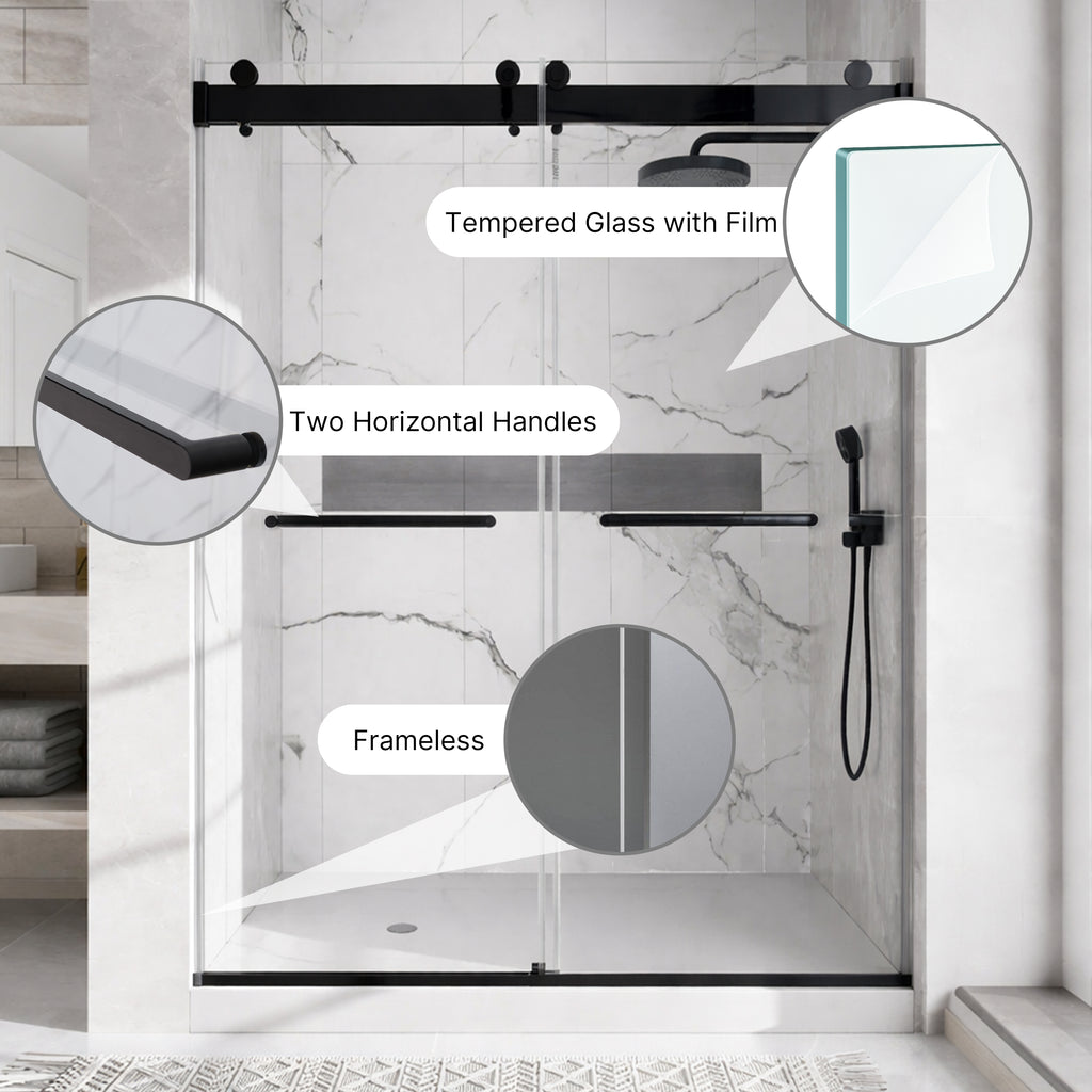 48 Inches x 76 Inches Double Sliding Shower Door in Matte