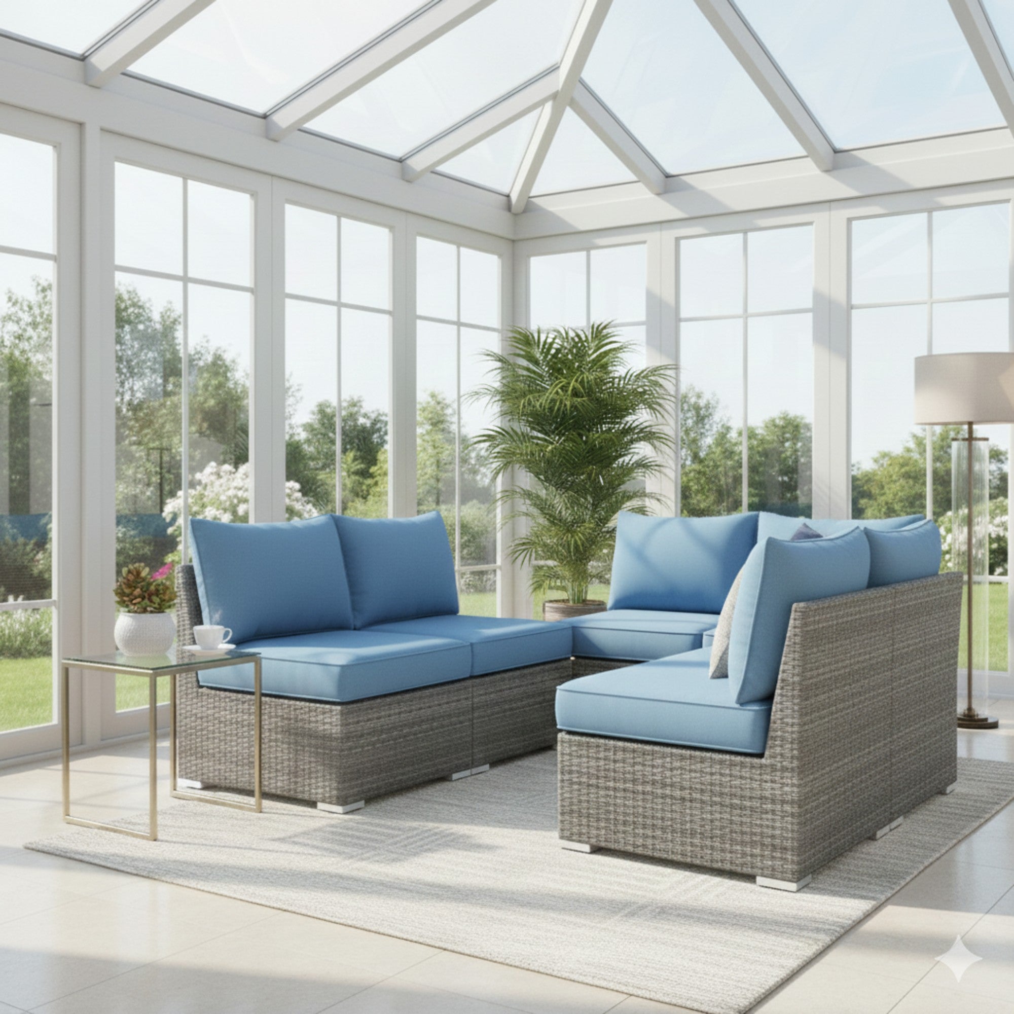 59.8" Outdoor Wicker Armless Sofa Set - 2-Piece Patio Loveseat