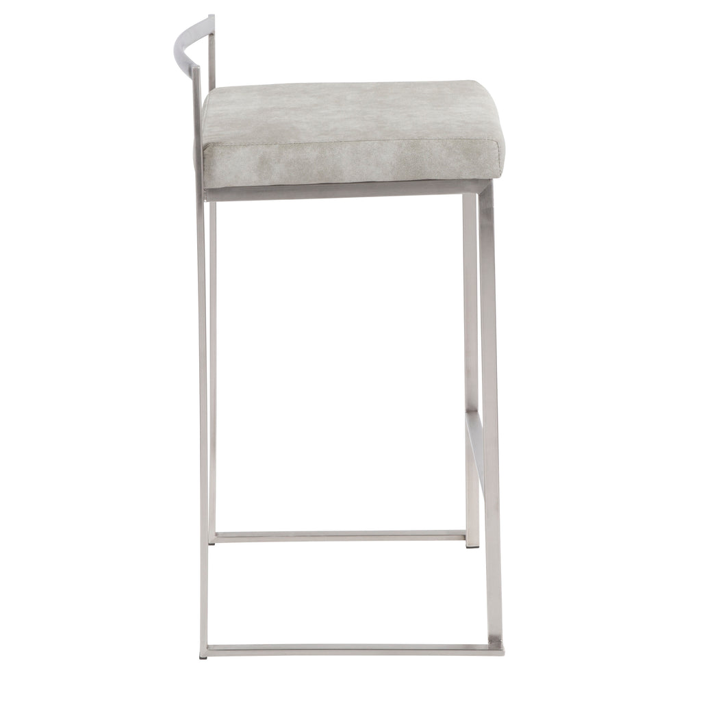 Contemporary Stackable Counter Stool in Stainless Steel with Light