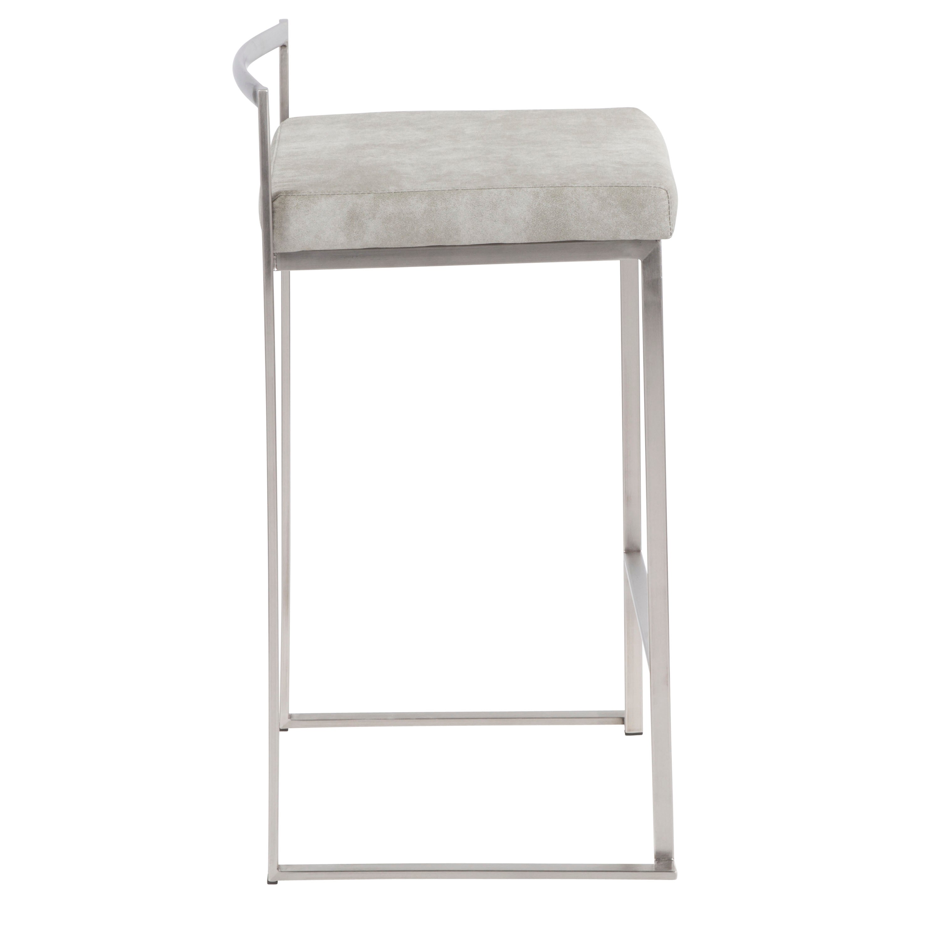 Contemporary Stackable Counter Stool in Stainless Steel with Light