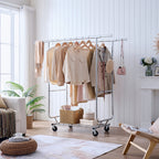 Double Clothing Garment Rack with Shelves