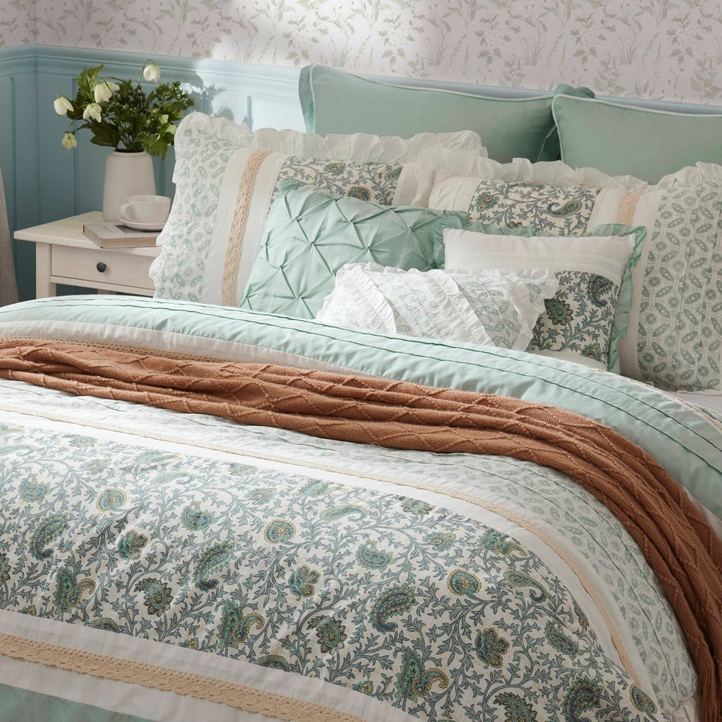 9 Piece Cotton Percale Comforter Set Aqua Cal King