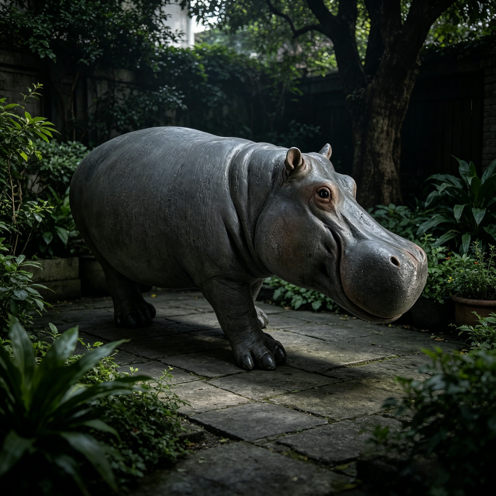 Weather Resistant Hippopotamus Garden Statue
