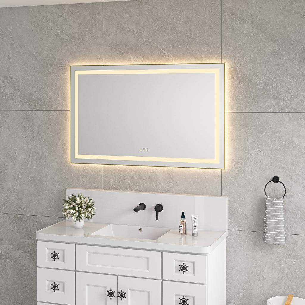 48" x 30" LED Bathroom Mirror with Front and Backlight