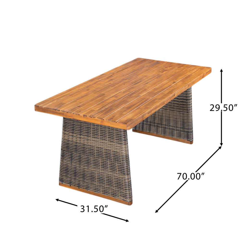 Outdoor 7 Pieces Acacia Wood Dining Set