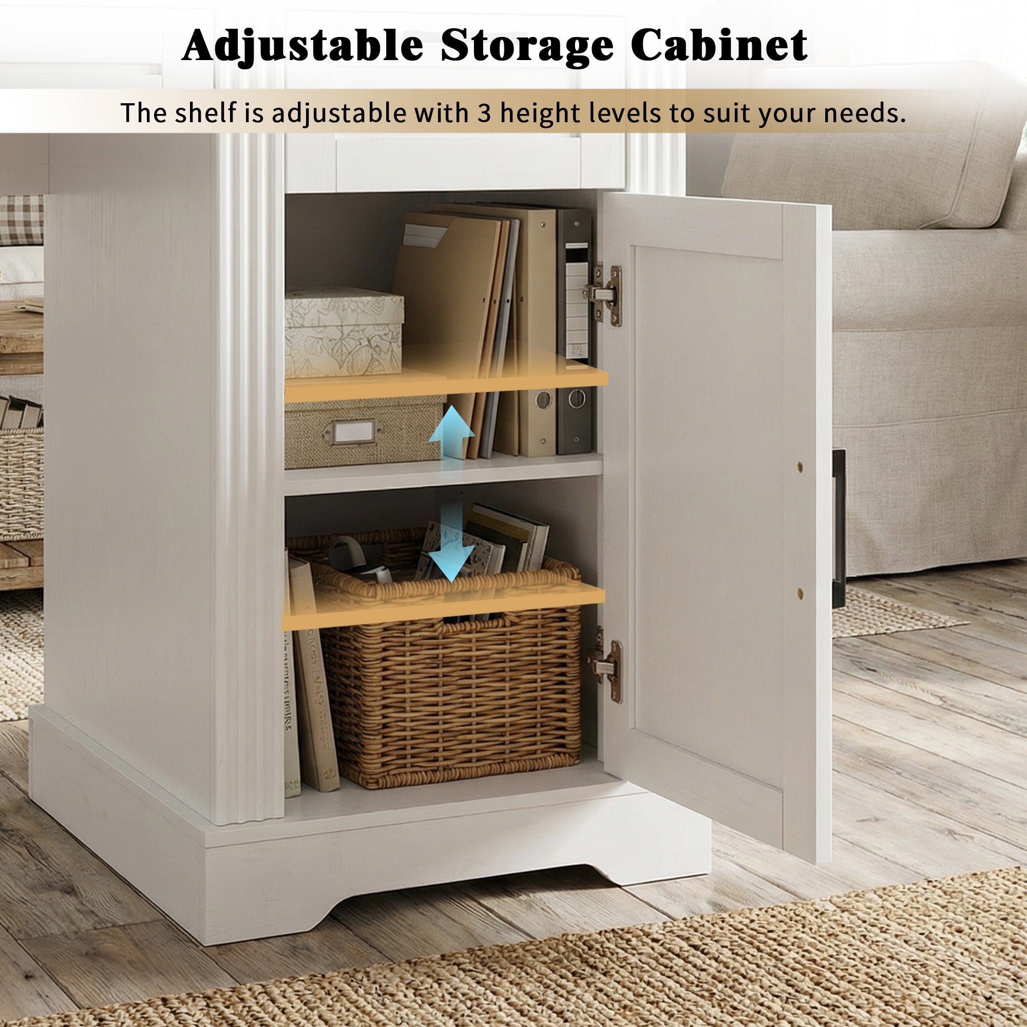 55" Farmhouse Office Desk with Storage Cabinet