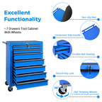 Rolling Metal Tool Chest with 7 Drawers - Blue