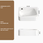 Floating Bathroom Sink Wall Mounted - Rectangle Vessel Sink
