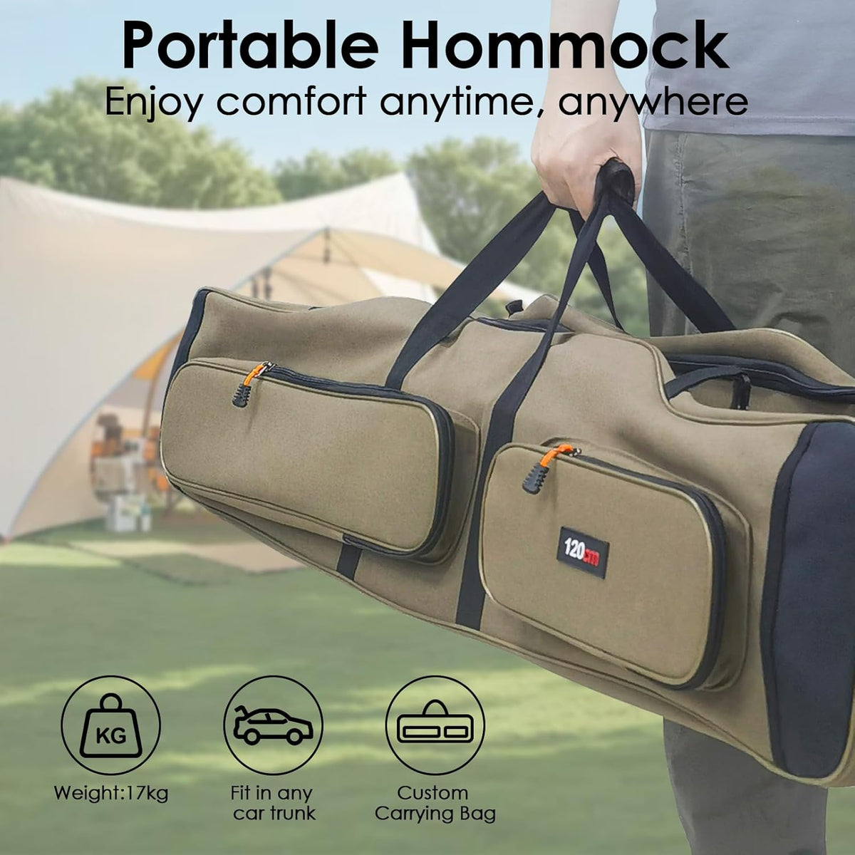 Portable Outdoor Garden Hammock with Quick-Fold Stand