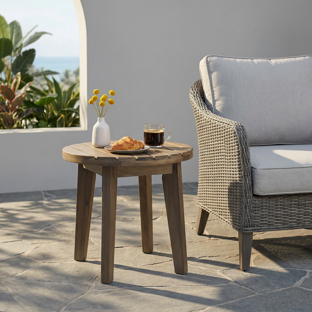 Outdoor 16" Acacia Wood Side Table