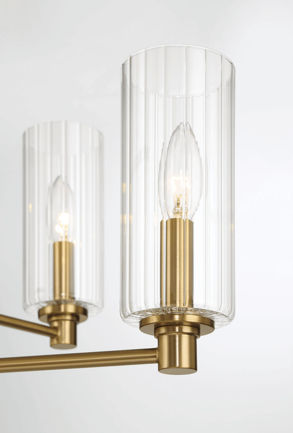 Timeless Six Lights Chandelier With Clear Ribbed Glass - Satin