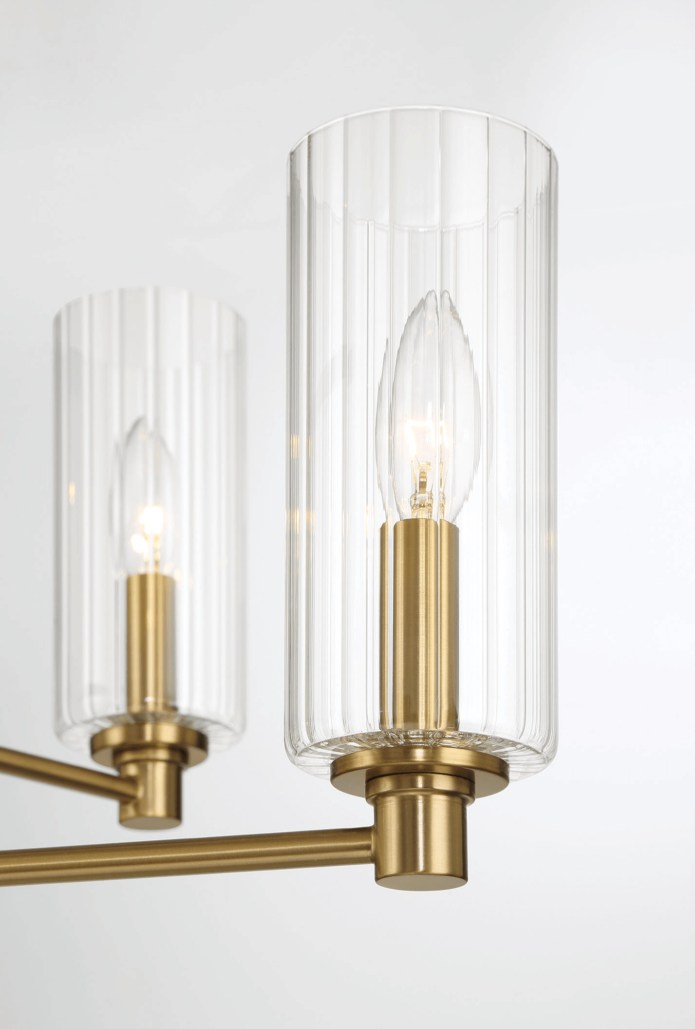 Timeless Six Lights Chandelier With Clear Ribbed Glass - Satin