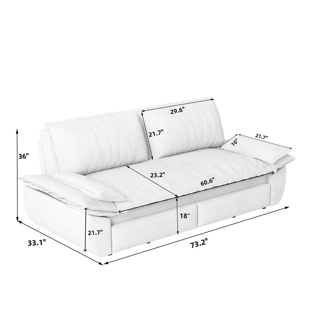 73.2" Queen Pull Out Sofa Bed