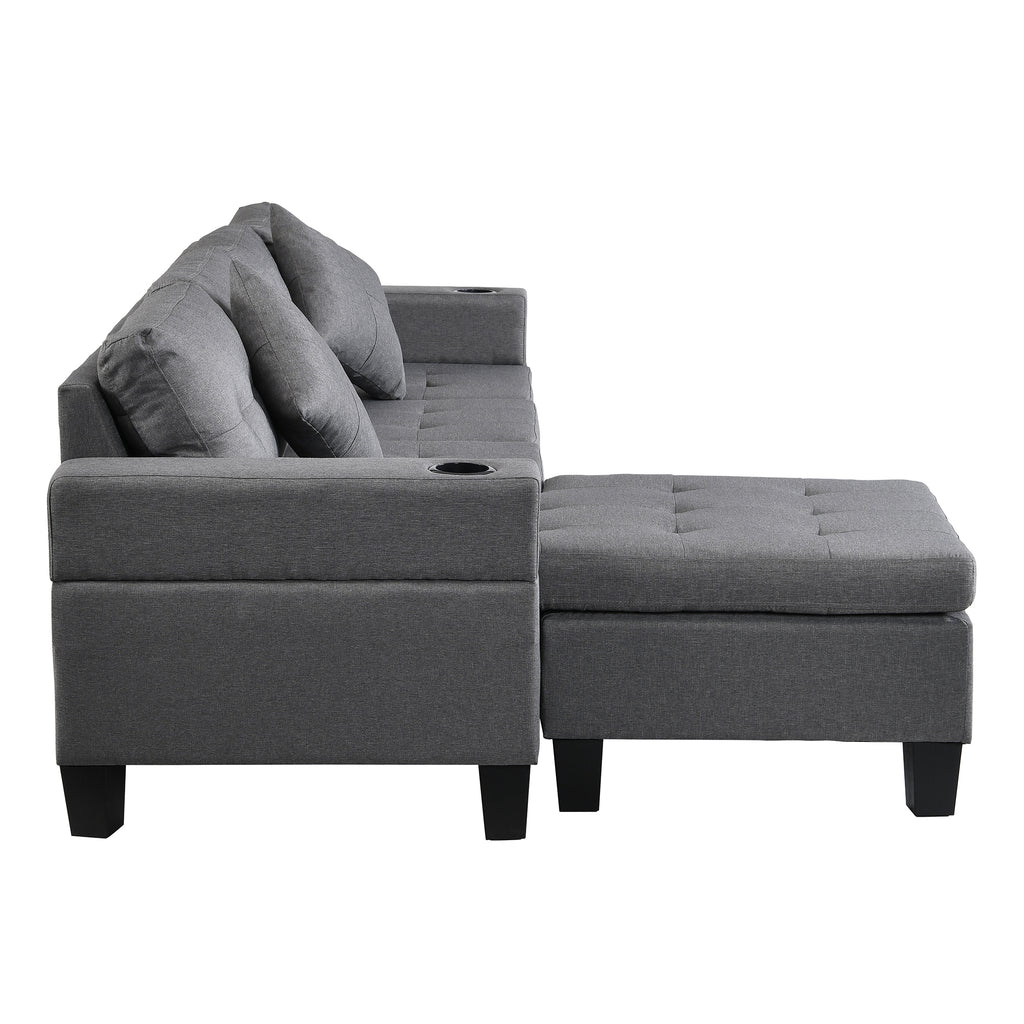 Modern L Shape Sectional Sofa Set with Chaise Lounge
