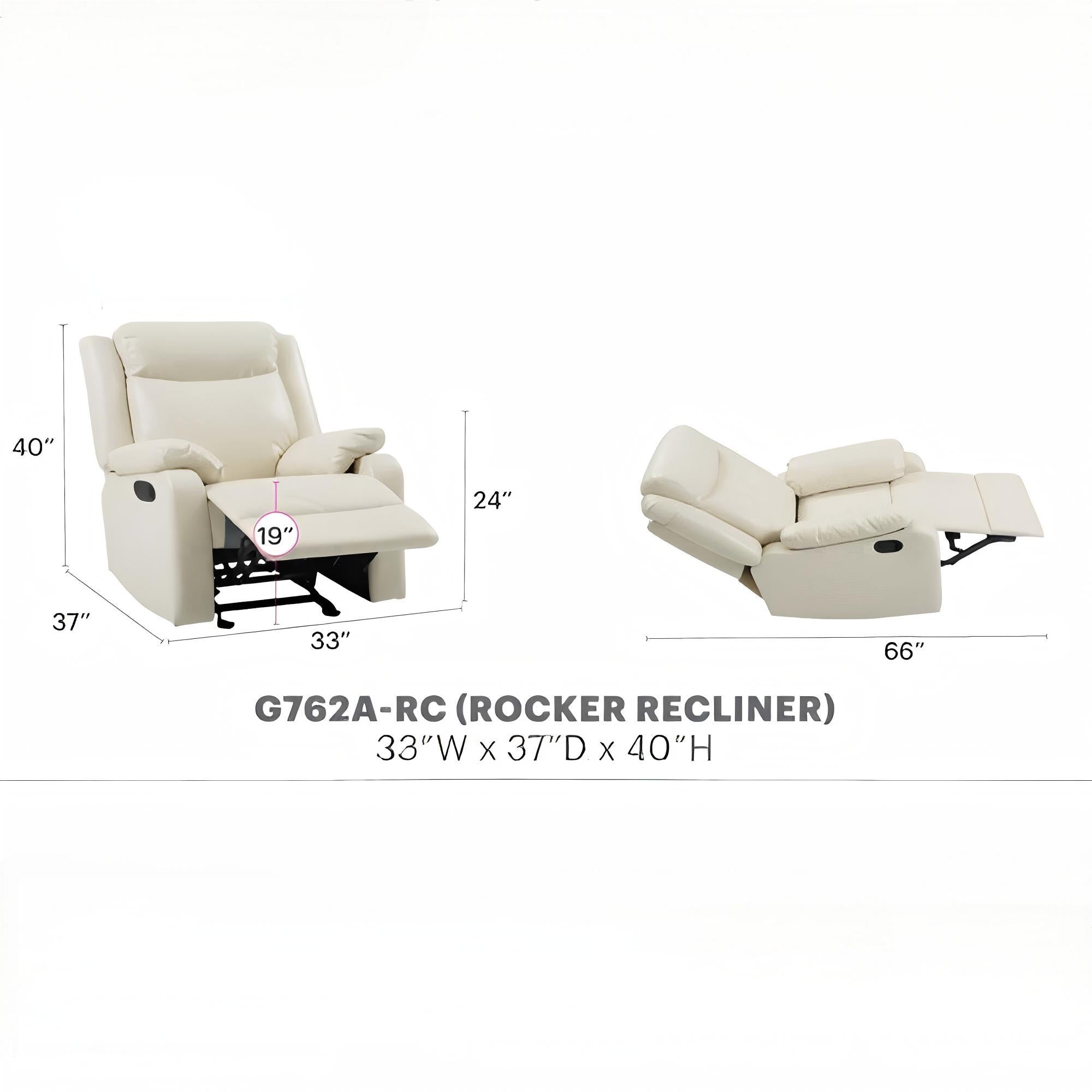 Glory Furniture Ward G762A-RC Rocker Recliner - Pearl