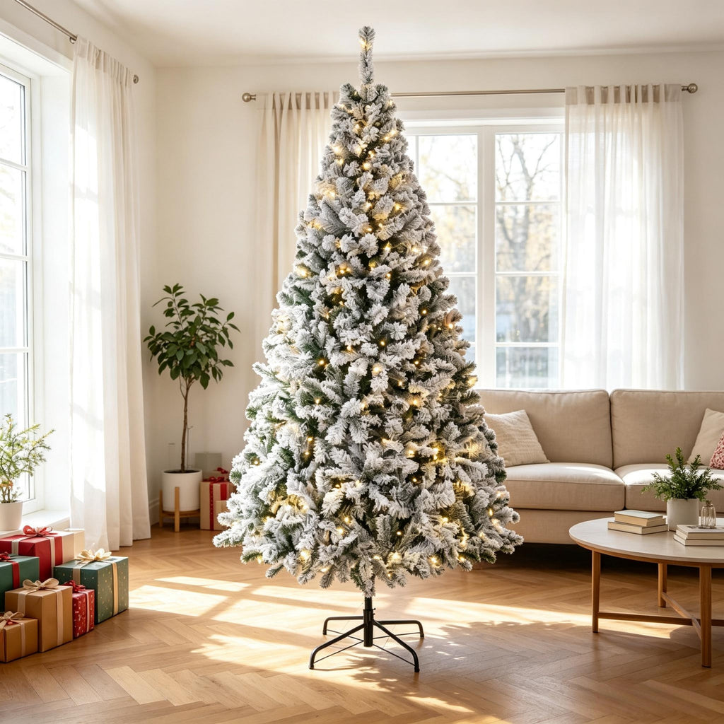 7.5 ft Pre-Lit Flocked Fraser Fir Artificial Christmas Tree